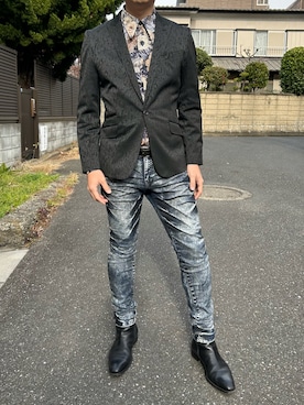 「TORNADO MART（トルネードマート）のアイテム（テーラードジャケット）」を使った、ミッティーさん（メンズ・175cm）の冬コーディネート