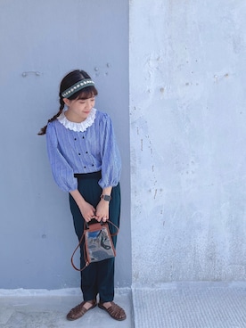 「handmade」｜「アイテム（スラックス）」を使った、maru🍡さん（レディース・158cm）の春コーディネート
