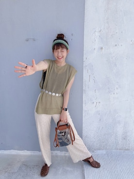 「handmade」｜「アイテム（パンツ）」を使った、maru🍡さん（レディース・158cm）の夏コーディネート