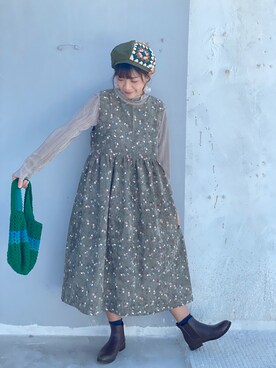「handmade」｜「アイテム（ハンチング/ベレー帽）」を使った、maru🍡さん（レディース・158cm）の秋コーディネート