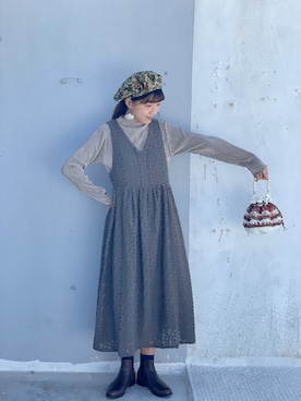 「handmade」｜「アイテム（ハンチング/ベレー帽）」を使った、maru🍡さん（レディース・158cm）の秋コーディネート