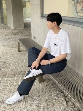「MAISON KITSUNE」｜「アイテム（その他）」を使った、RYOniiさん（メンズ・181cm）の夏コーディネート