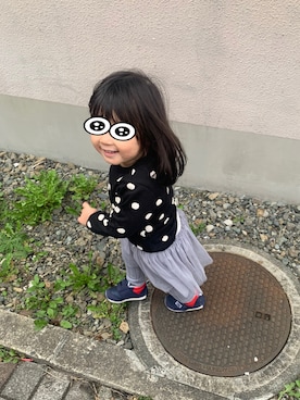 「西松屋（ニシマツヤ）のアイテム（スウェット、ブラック系）」を使った、w-kさん（キッズ・130cm）の秋コーディネート