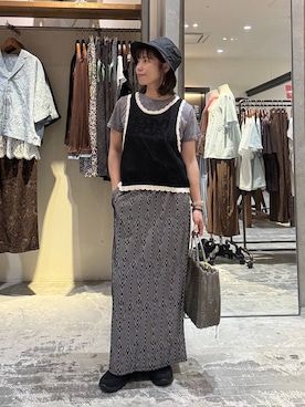 「niko and...（ニコアンド）のアイテム（かごバッグ）」を使った、RENAさん（レディース・153cm）の夏コーディネート