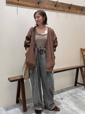 「アイテム（エコバッグ/サブバッグ）」を使った、RENAさん（レディース・153cm）の秋コーディネート