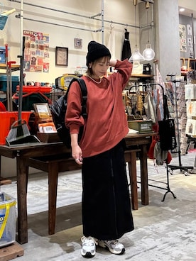 「アイテム（スカート）」を使った、RENAさん（レディース・153cm・40代）の秋コーディネート