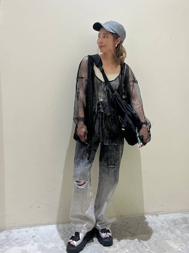 「アイテム（帽子）」を使った、RENAさん（レディース・153cm・40代）の夏コーディネート