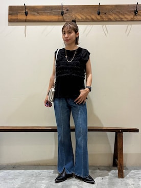 「アイテム（タンクトップ）」を使った、RENAさん（レディース・153cm・40代）の夏コーディネート
