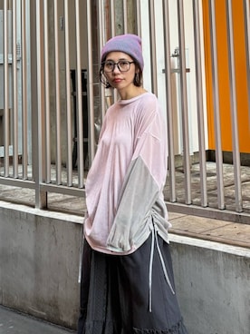 「アイテム（ニットキャップ/ビーニー）」を使った、RENAさん（レディース・153cm）の夏コーディネート