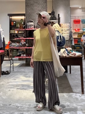 「アイテム（キャップ）」を使った、RENAさん（レディース・153cm・40代）の夏コーディネート