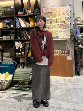 「アイテム（ハンチング/ベレー帽）」を使った、RENAさん（レディース・153cm）の秋コーディネート