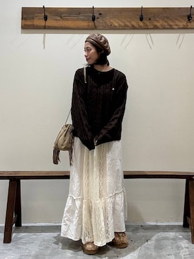 「アイテム（モカシン/デッキシューズ）」を使った、RENAさん（レディース・153cm）の秋コーディネート