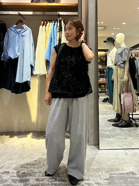 「アイテム（スウェットパンツ）」を使った、RENAさん（レディース・153cm・40代）の夏コーディネート