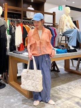 「アイテム（帽子）」を使った、RENAさん（レディース・153cm・40代）の夏コーディネート