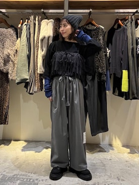 「niko and...（ニコアンド）のカシミヤ混配色ニットプルオーバー（ニット/セーター）」を使った、RENAさん（レディース・153cm）の秋コーディネート