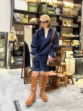 「アイテム（帽子）」を使った、RENAさん（レディース・153cm・40代）の秋コーディネート
