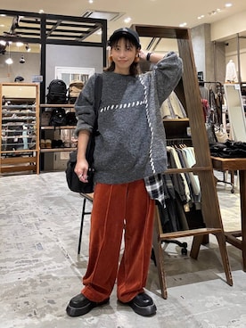 「アイテム（キャップ）」を使った、RENAさん（レディース・153cm・40代）の冬コーディネート