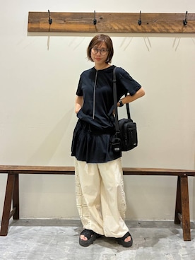 「アイテム（メガネ）」を使った、RENAさん（レディース・153cm・40代）の夏コーディネート
