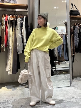 「アイテム（ニットキャップ/ビーニー）」を使った、RENAさん（レディース・153cm・40代）の冬コーディネート