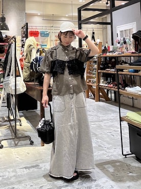 「niko and...（ニコアンド）のアソートサイドラインスカート（スカート）」を使った、RENAさん（レディース・153cm・40代）の夏コーディネート