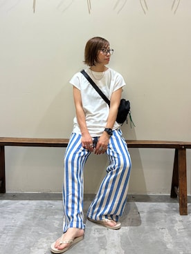 「アイテム（ボディバッグ/ウエストポーチ）」を使った、RENAさん（レディース・153cm）の夏コーディネート