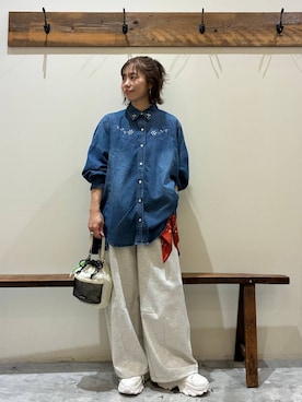 「アイテム（スウェットパンツ）」を使った、RENAさん（レディース・153cm・40代）の夏コーディネート