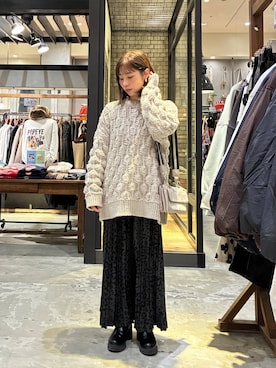 「アイテム（スカート）」を使った、RENAさん（レディース・153cm・40代）の冬コーディネート