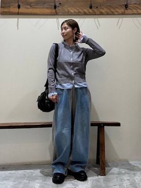 「アイテム（カーディガン/ボレロ）」を使った、RENAさん（レディース・153cm・40代）の夏コーディネート