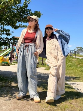 「アイテム（キャップ）」を使った、RENAさん（レディース・153cm）の春コーディネート