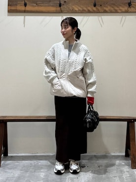 「niko and...（ニコアンド）のカシミヤ混配色ニットプルオーバー（ニット/セーター）」を使った、RENAさん（レディース・153cm）の秋コーディネート