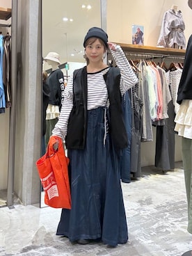 「アイテム（エコバッグ/サブバッグ）」を使った、RENAさん（レディース・153cm）の春コーディネート