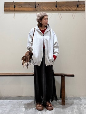 「アイテム（ハンチング/ベレー帽）」を使った、RENAさん（レディース・153cm・40代）の秋コーディネート
