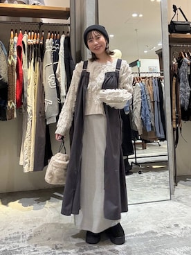 「アイテム（ジャンパースカート）」を使った、RENAさん（レディース・153cm・40代）の冬コーディネート