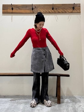 「アイテム（ボストンバッグ）」を使った、RENAさん（レディース・153cm・40代）の秋コーディネート