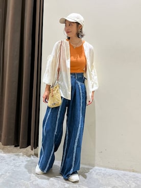 「アイテム（帽子）」を使った、RENAさん（レディース・153cm・40代）の夏コーディネート