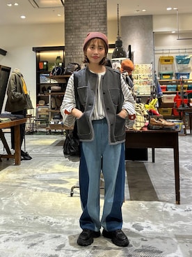 「アイテム（ニットキャップ/ビーニー）」を使った、RENAさん（レディース・153cm・40代）の秋コーディネート