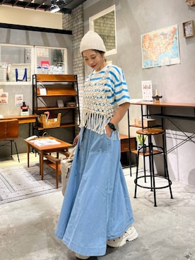 「アイテム（帽子）」を使った、RENAさん（レディース・153cm・40代）の夏コーディネート