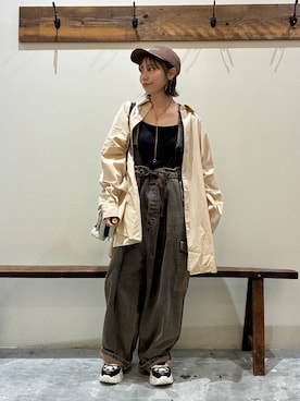 「アイテム（キャップ）」を使った、RENAさん（レディース・153cm・40代）の夏コーディネート