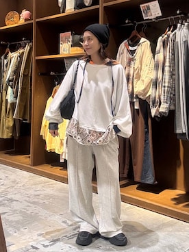 「niko and...（ニコアンド）のアイテム（ハンドバッグ）」を使った、RENAさん（レディース・153cm）の秋コーディネート