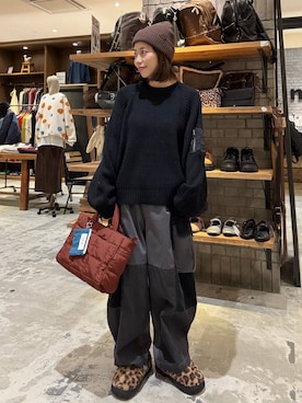 「アイテム（ニットキャップ/ビーニー）」を使った、RENAさん（レディース・153cm・40代）の秋コーディネート