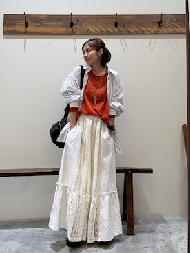 「アイテム（スカート）」を使った、RENAさん（レディース・153cm・40代）の夏コーディネート