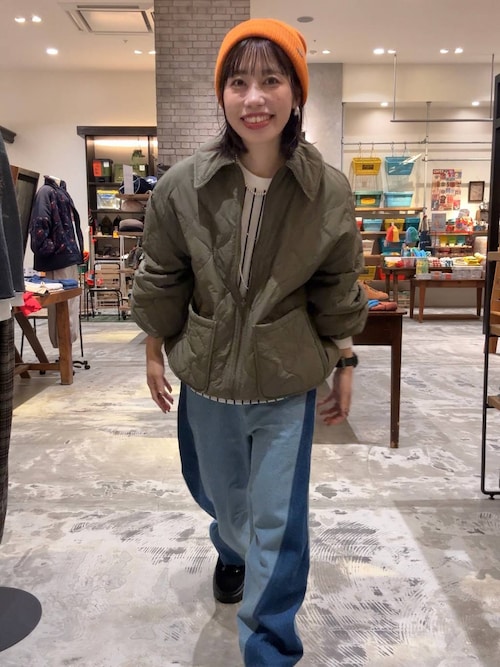 新品 ニコアンド キルトライナーハンティングジャケットコートカーキ L