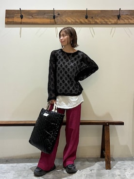 「niko and...（ニコアンド）のオリジナル2WAYテープトートバッグ（トートバッグ）」を使った、RENAさん（レディース・153cm）の夏コーディネート