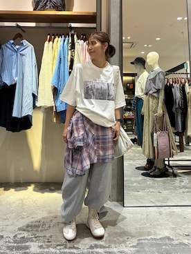 「アイテム（スウェットパンツ）」を使った、RENAさん（レディース・153cm・40代）の夏コーディネート
