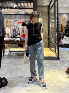 「アイテム（タンクトップ）」を使った、RENAさん（レディース・153cm・40代）の夏コーディネート