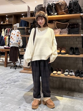 「アイテム（スラックス）」を使った、RENAさん（レディース・153cm・40代）の秋コーディネート