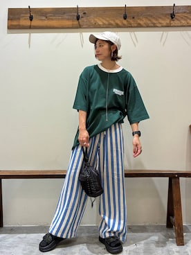 「カラーパンツ」｜RENAさん（レディース・153cm）の夏コーディネート