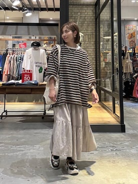 「niko and...（ニコアンド）のオリジナル切り替えソールベルトスニーカー（スニーカー）」を使った、RENAさん（レディース・153cm・40代）の秋コーディネート