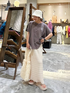 「アイテム（帽子）」を使った、RENAさん（レディース・153cm・40代）の夏コーディネート