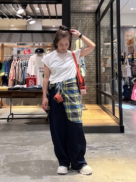 「niko and...（ニコアンド）のボリュームソールスニーカー（スニーカー）」を使った、RENAさん（レディース・153cm）の秋コーディネート